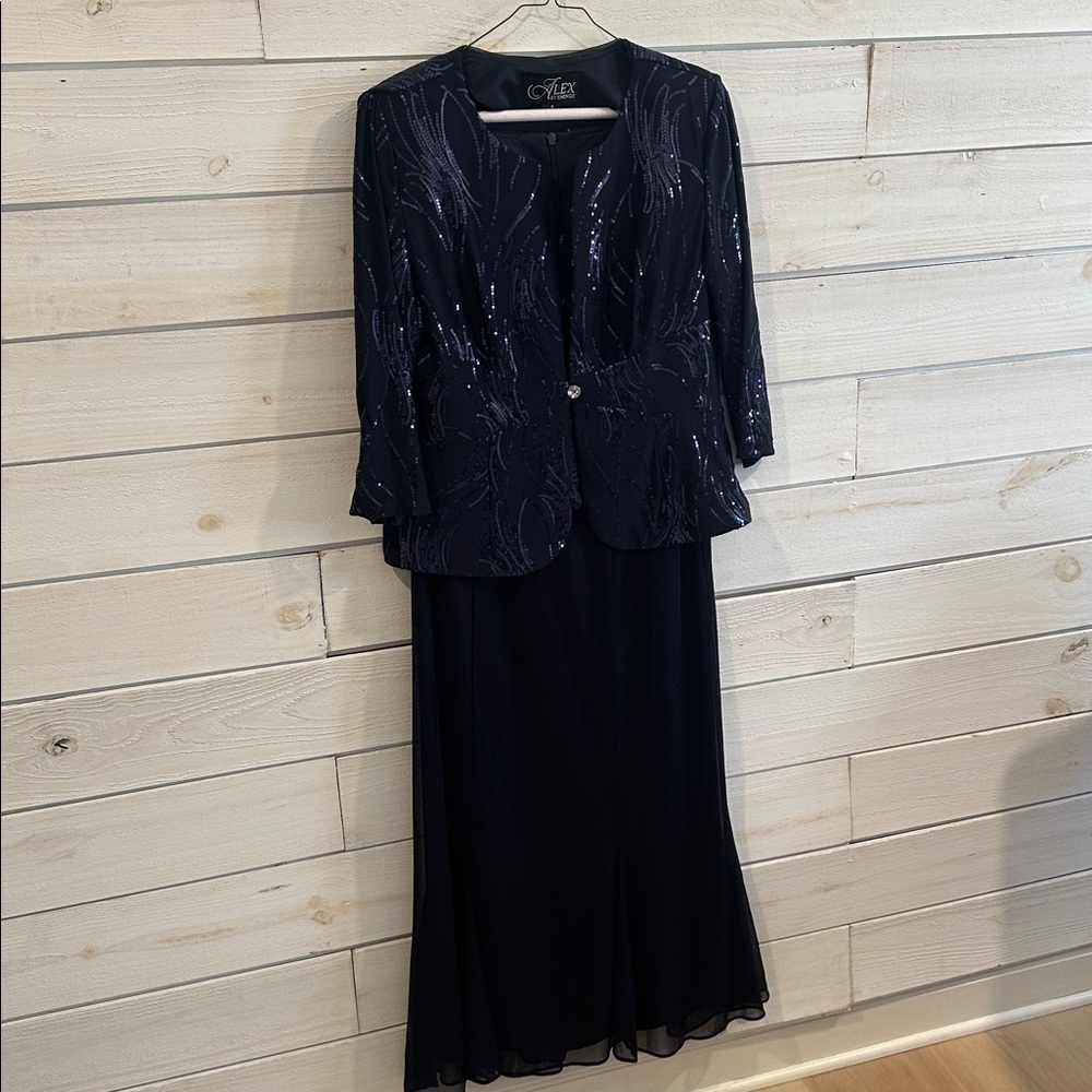 Alex Evenings Midnight Blue Midi Dress Set